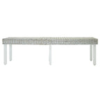 Banco madera caoba blanco y ratán Kubu natural 160x35x45 cm