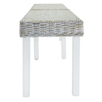 Banco madera caoba blanco y ratán Kubu natural 160x35x45 cm