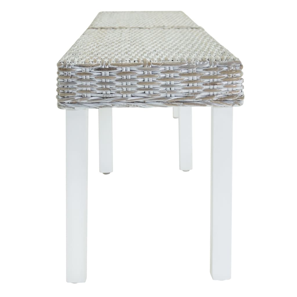 Banco madera caoba blanco y ratán Kubu natural 160x35x45 cm
