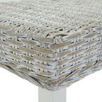 Banco madera caoba blanco y ratán Kubu natural 160x35x45 cm