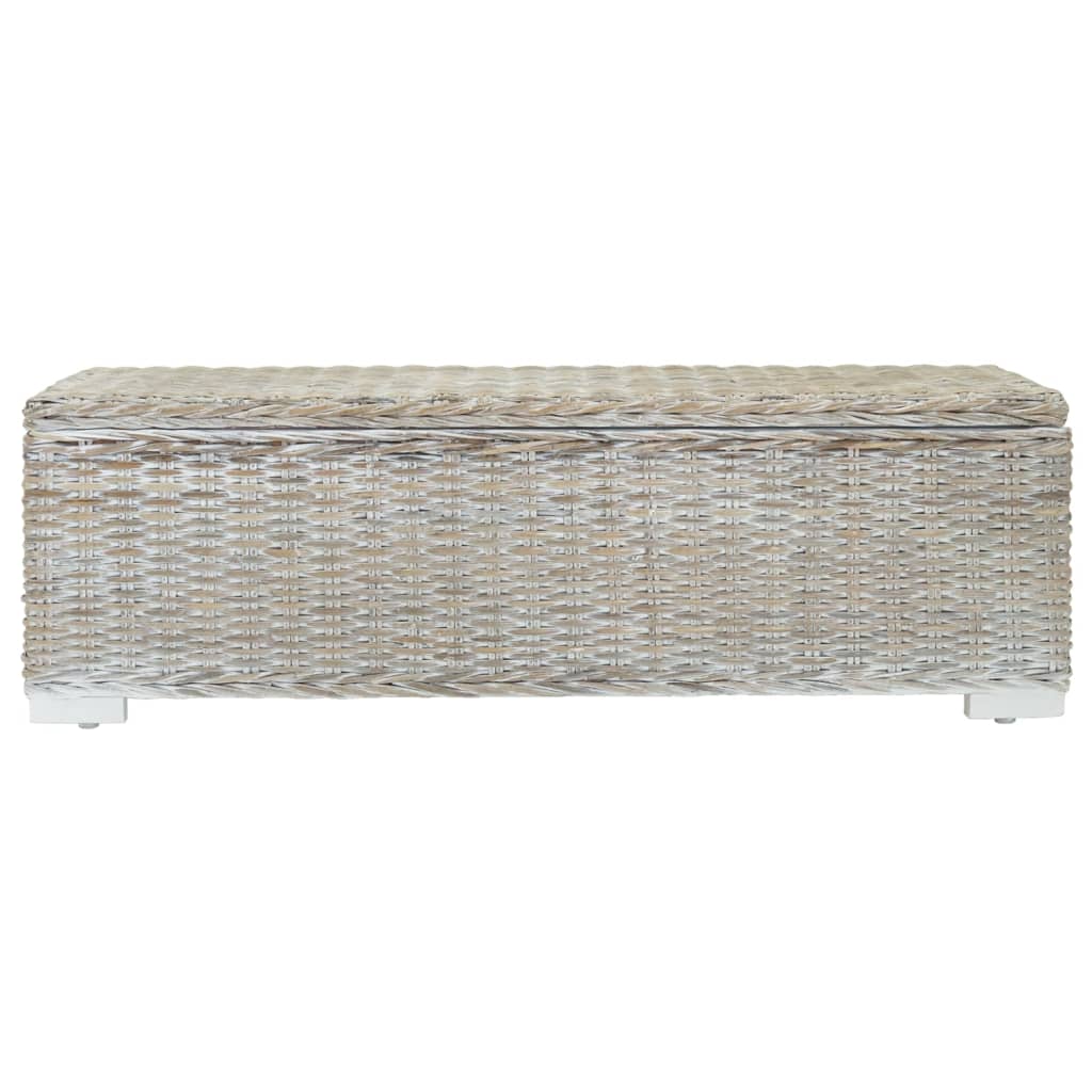 Caja almacenaje madera caoba blanco y ratán Kubu natural 110 cm