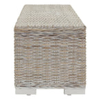 Caja almacenaje madera caoba blanco y ratán Kubu natural 110 cm