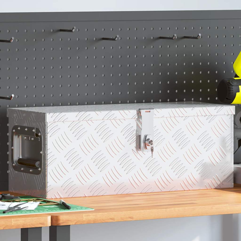 Caja de almacenaje de aluminio negro 100x55x37 cm