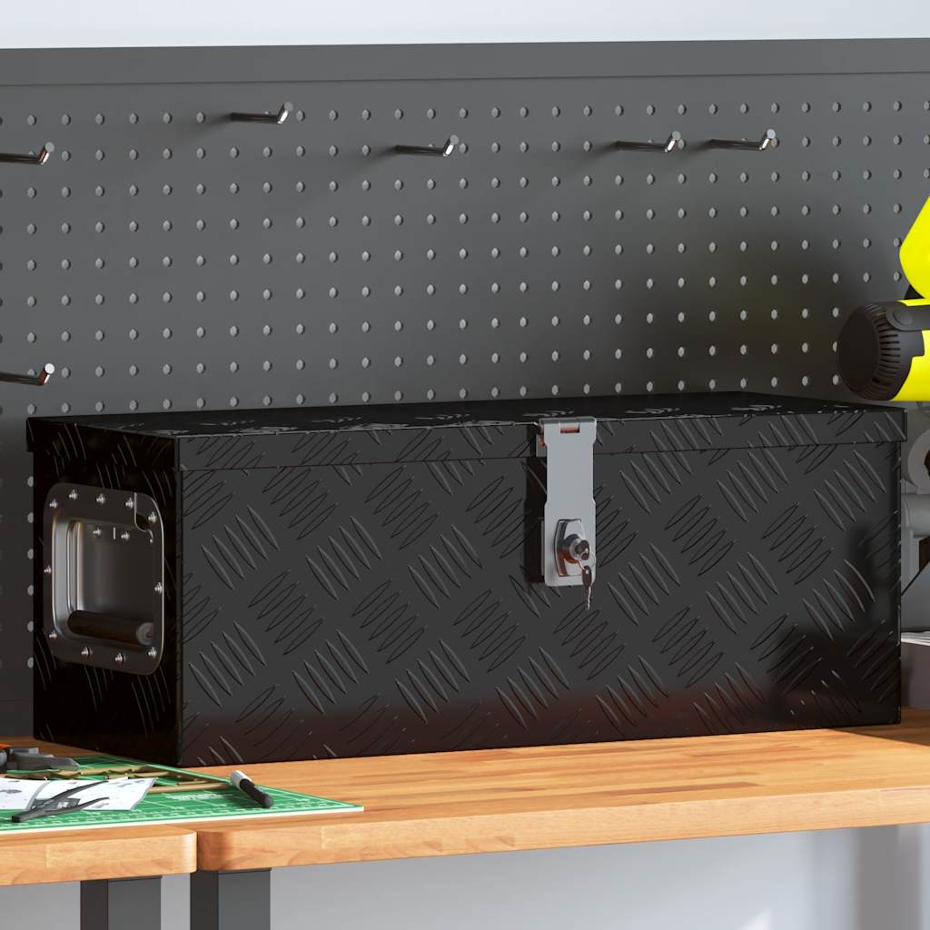 Caja de almacenaje de aluminio negro 100x55x37 cm