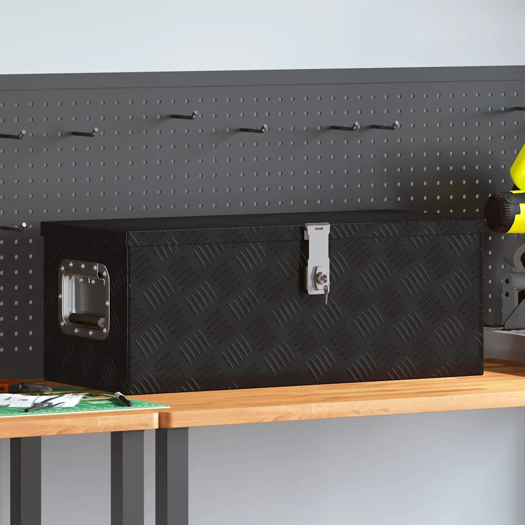 Caja de almacenaje de aluminio negro 100x55x37 cm