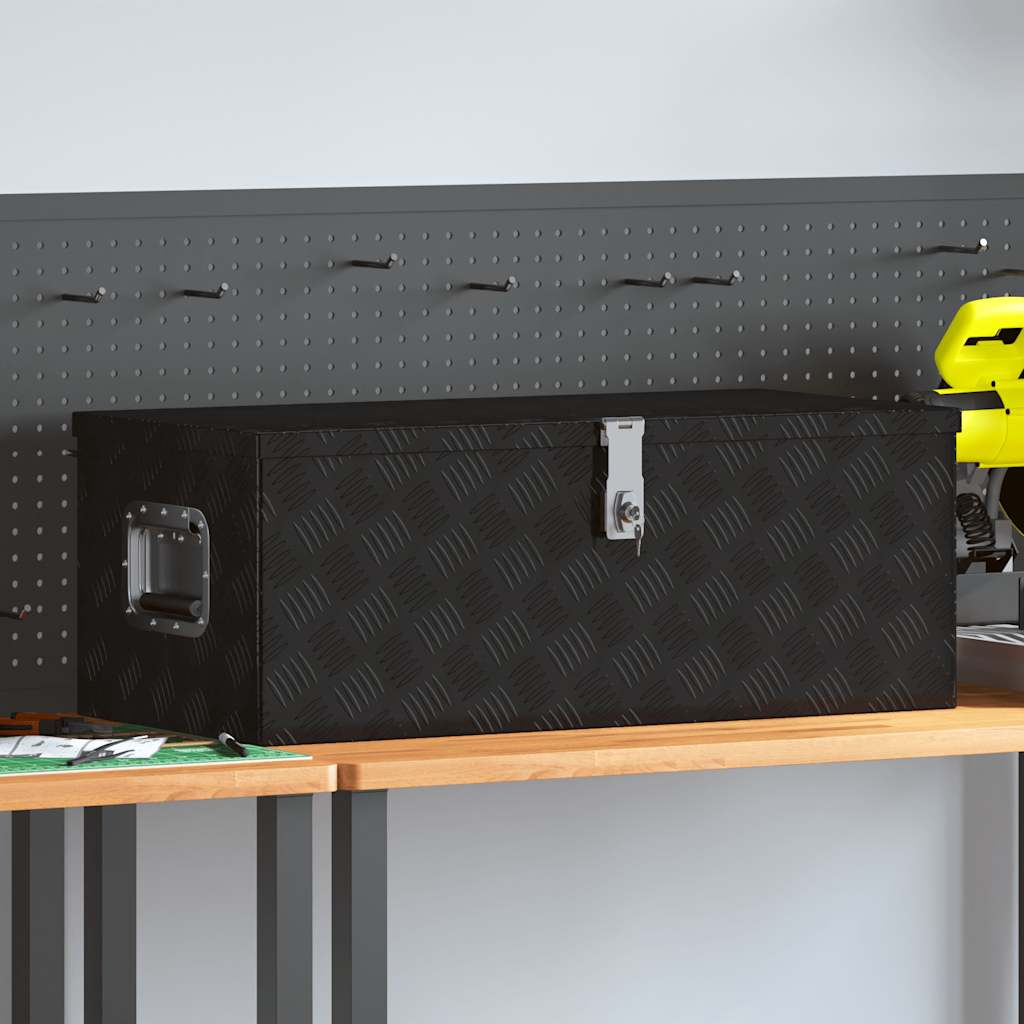 Caja de almacenaje de aluminio negro 100x55x37 cm