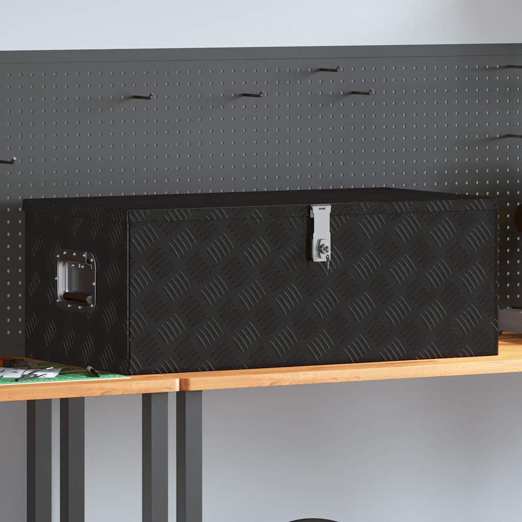 Caja de almacenaje de aluminio negro 100x55x37 cm