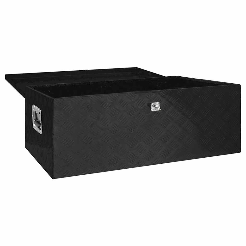 Caja de almacenaje de aluminio negro 100x55x37 cm