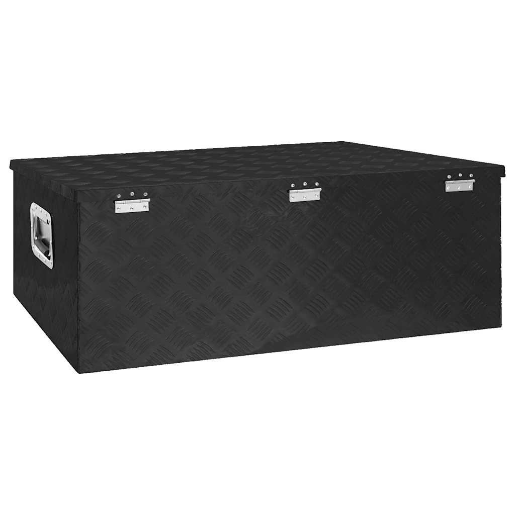 Caja de almacenaje de aluminio negro 100x55x37 cm