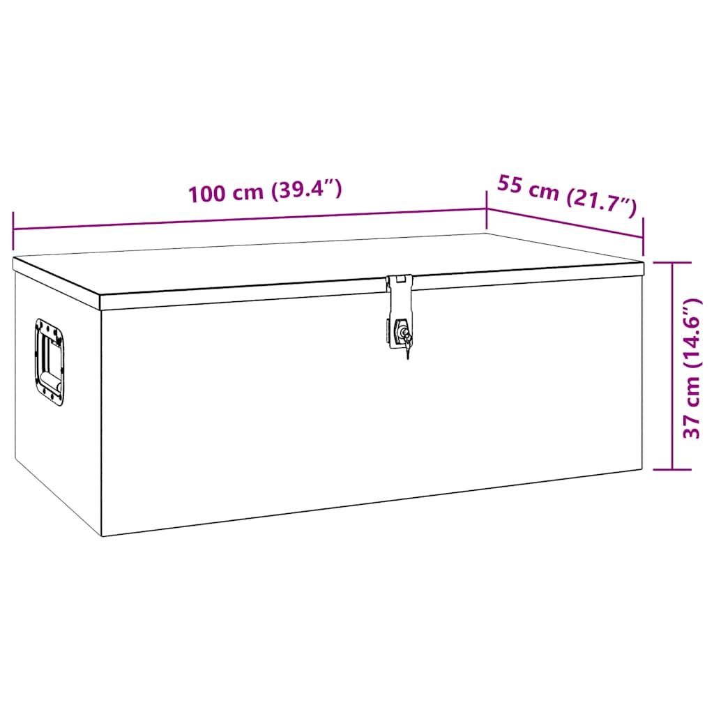 Caja de almacenaje de aluminio negro 100x55x37 cm