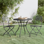 Juego de comedor de jardín 3 piezas con cojines negro