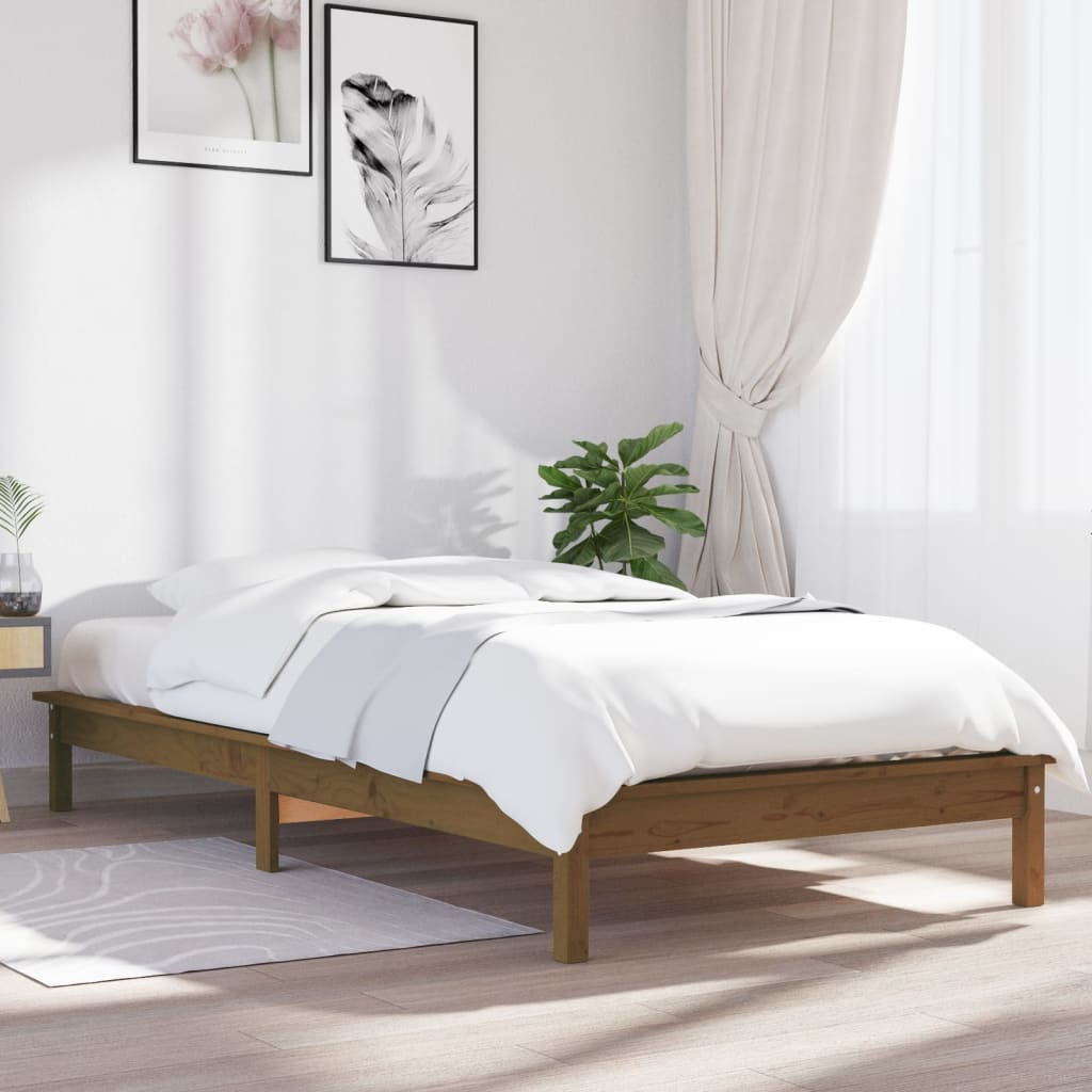 Cama sin colchón madera maciza de pino blanca 180x200 cm