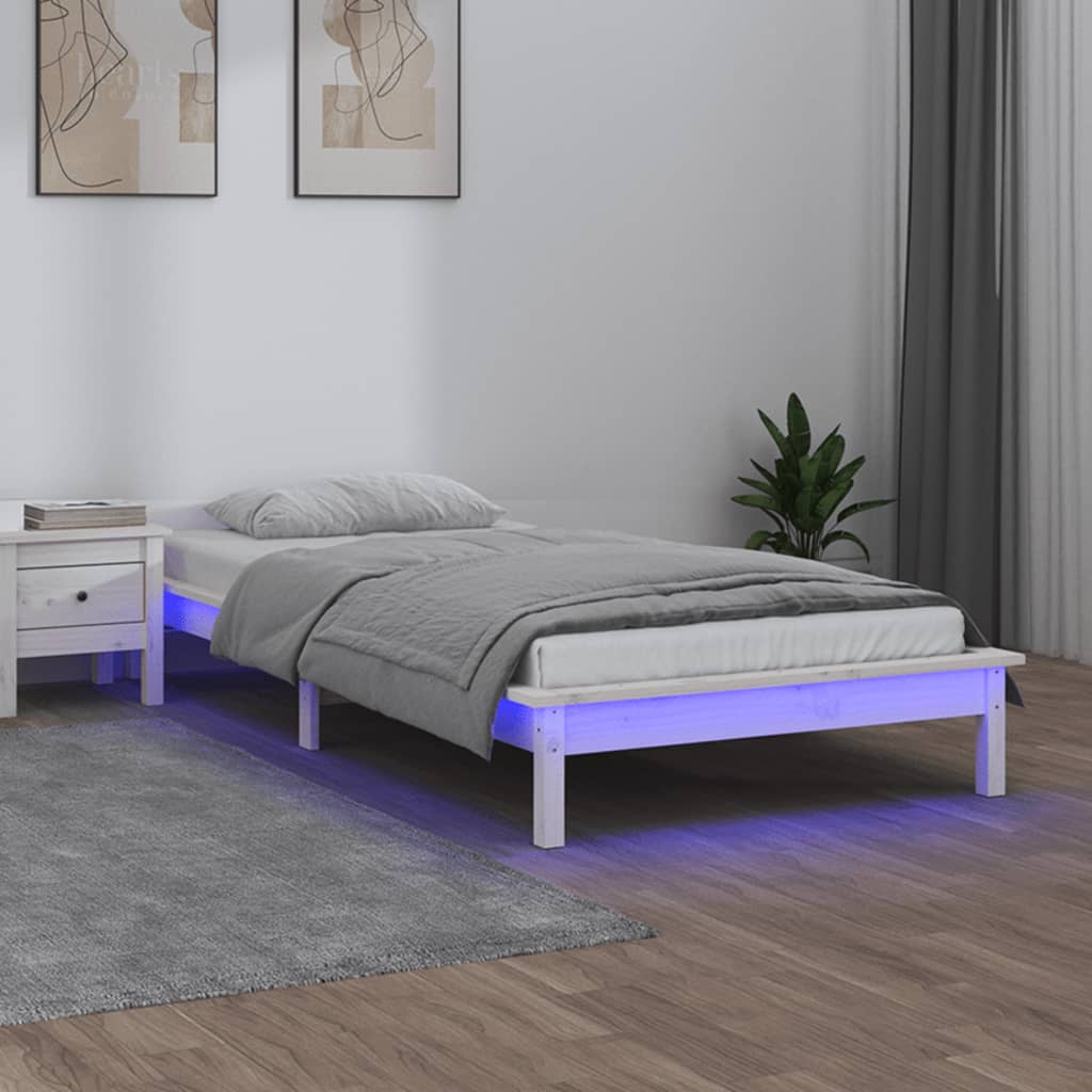 Estructura cama individual madera maciza marrón miel 75x190 cm