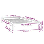 Estructura cama individual madera maciza marrón miel 75x190 cm