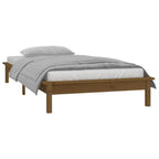 Estructura cama individual madera maciza marrón miel 75x190 cm