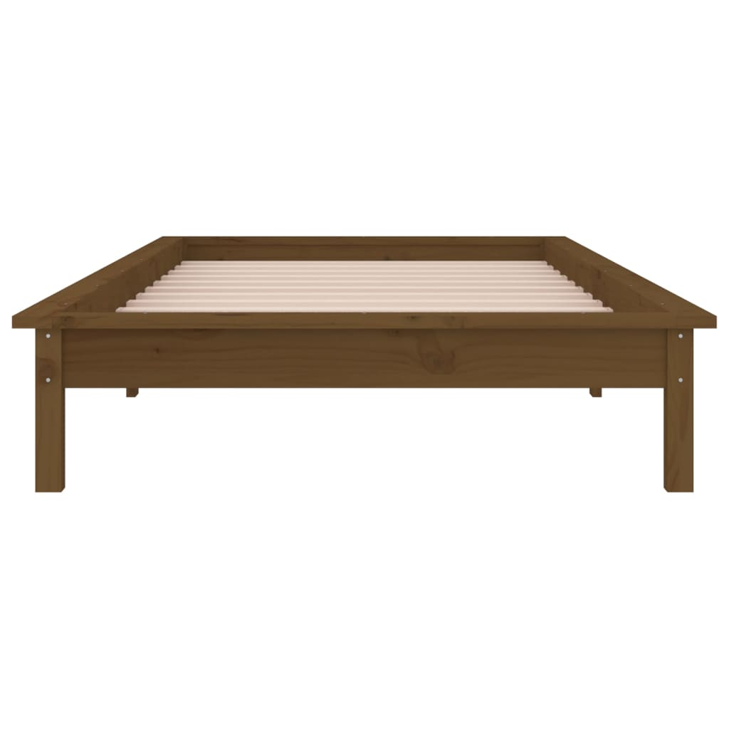 Estructura cama individual madera maciza marrón miel 75x190 cm