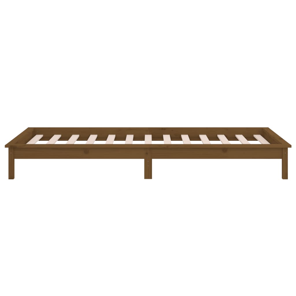 Estructura cama individual madera maciza marrón miel 75x190 cm
