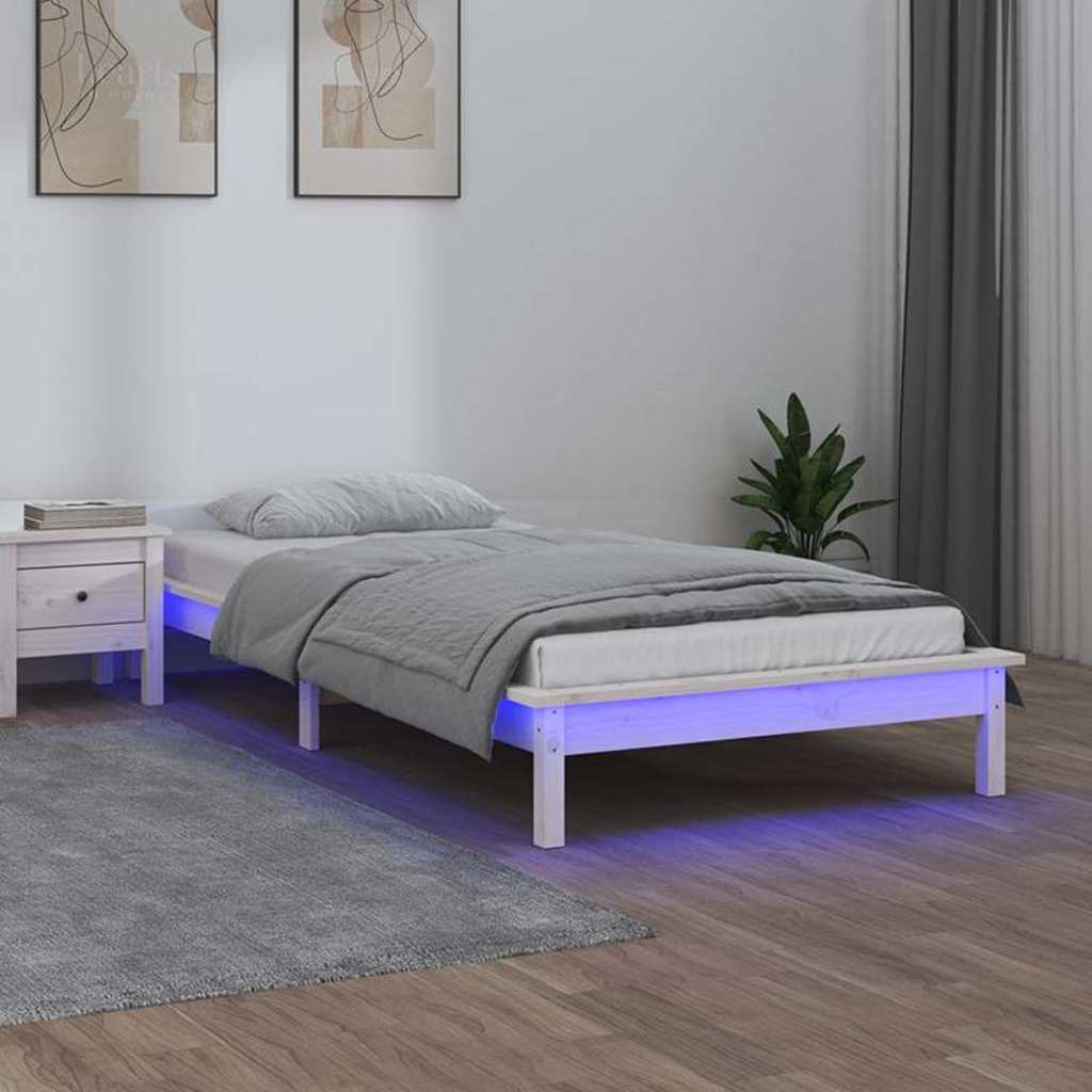 Estructura de cama con LED madera maciza 120x190 cm