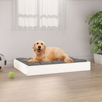 Cama para perros madera maciza de pino 91,5x64x9 cm