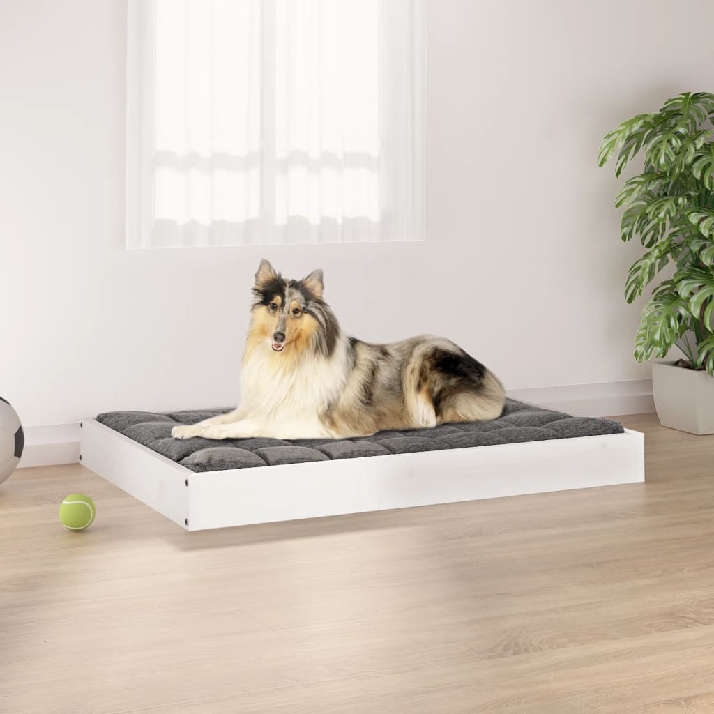 Cama para perros madera maciza de pino 91,5x64x9 cm