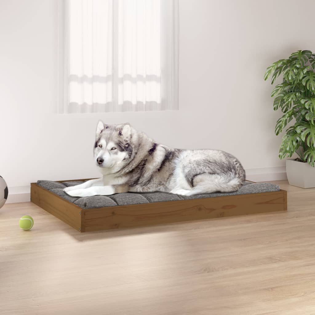 Cama para perros madera maciza de pino 91,5x64x9 cm