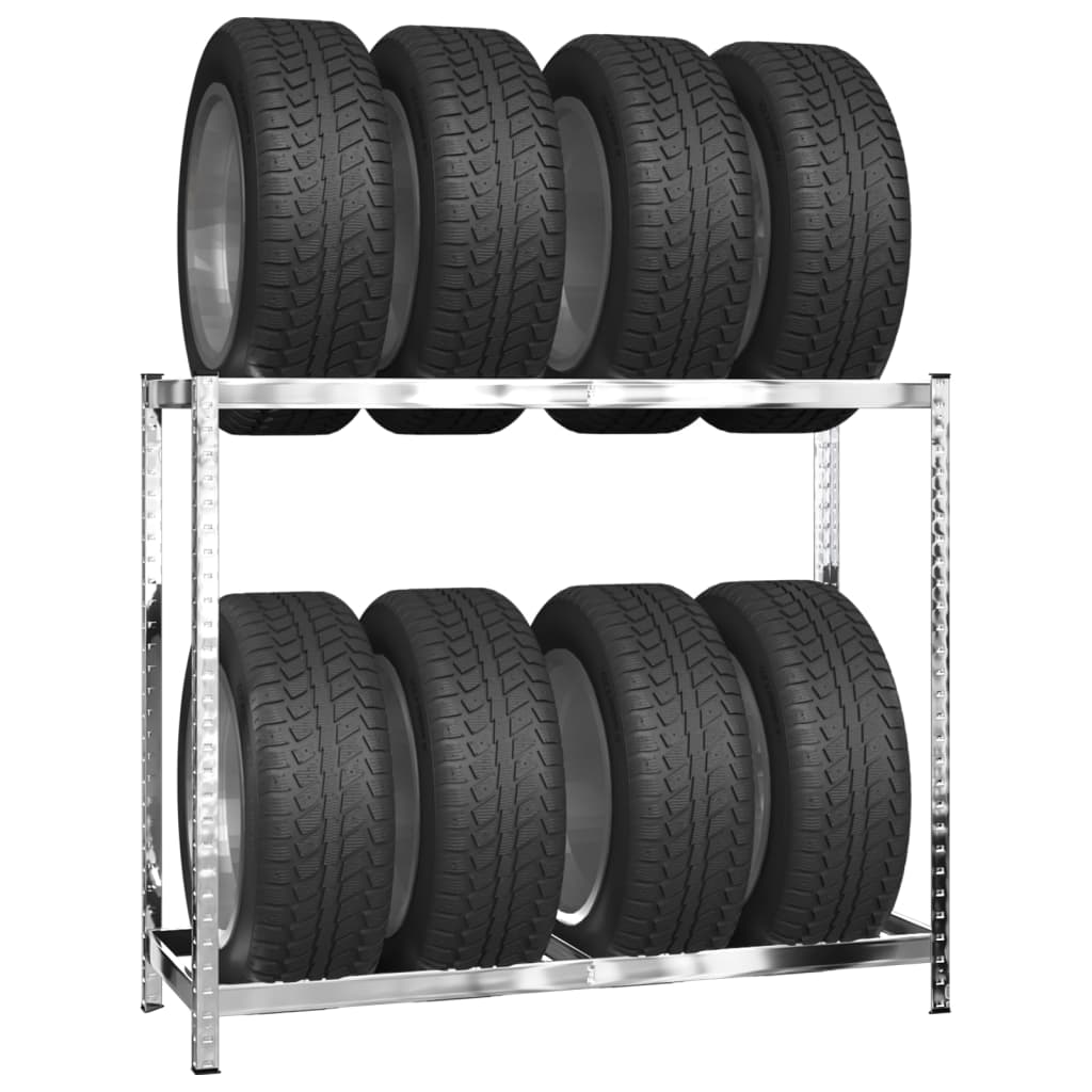 Estanterías de neumáticos 2 niveles 2 uds acero 110x40x110 cm