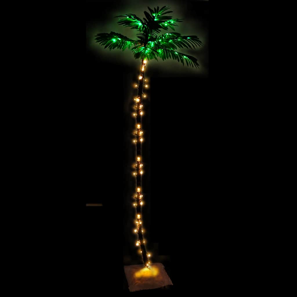 Palmera artificial con 136 LED blanco cálido 220 cm