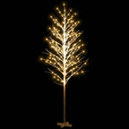 Abedul artificial blanco con 672 LEDs blanco cálido 400 cm