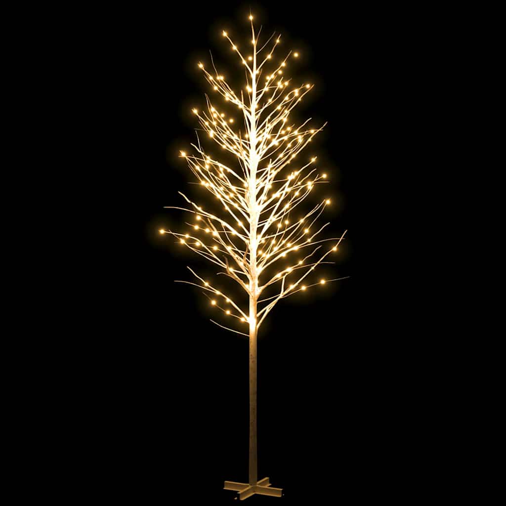 Abedul artificial blanco con 672 LEDs blanco cálido 400 cm