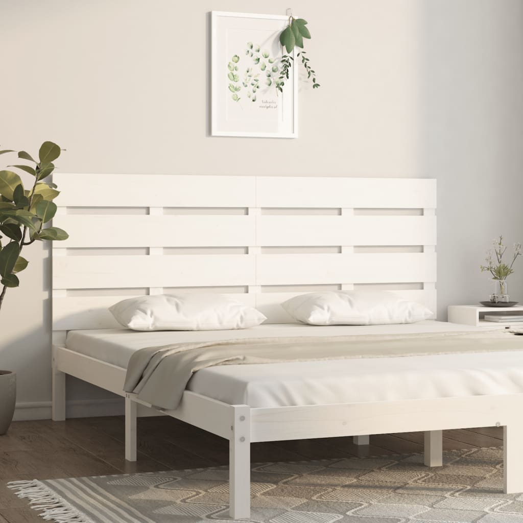 Cabecero cama madera contrachapada blanco brillo 200x1,5x80 cm