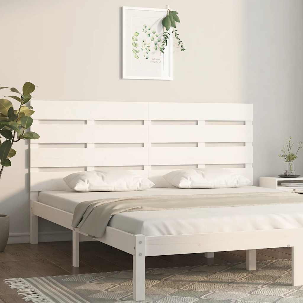 Cabecero cama madera contrachapada blanco brillo 200x1,5x80 cm