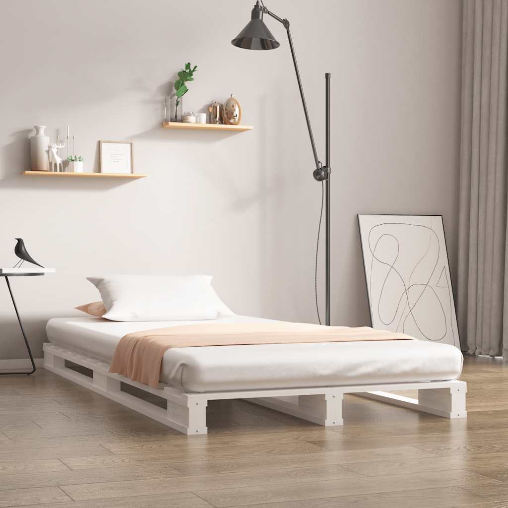 Cama de palets de madera maciza de pino 135x190 cm