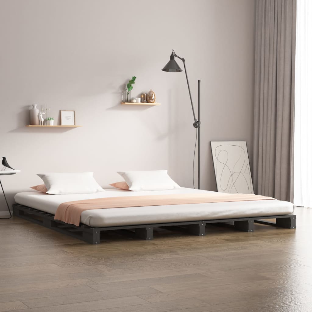 Cama de palets de madera maciza de pino 135x190 cm