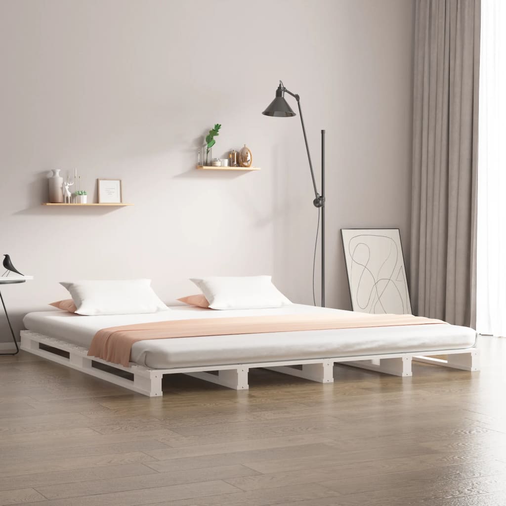 Cama de palets de madera maciza de pino 135x190 cm