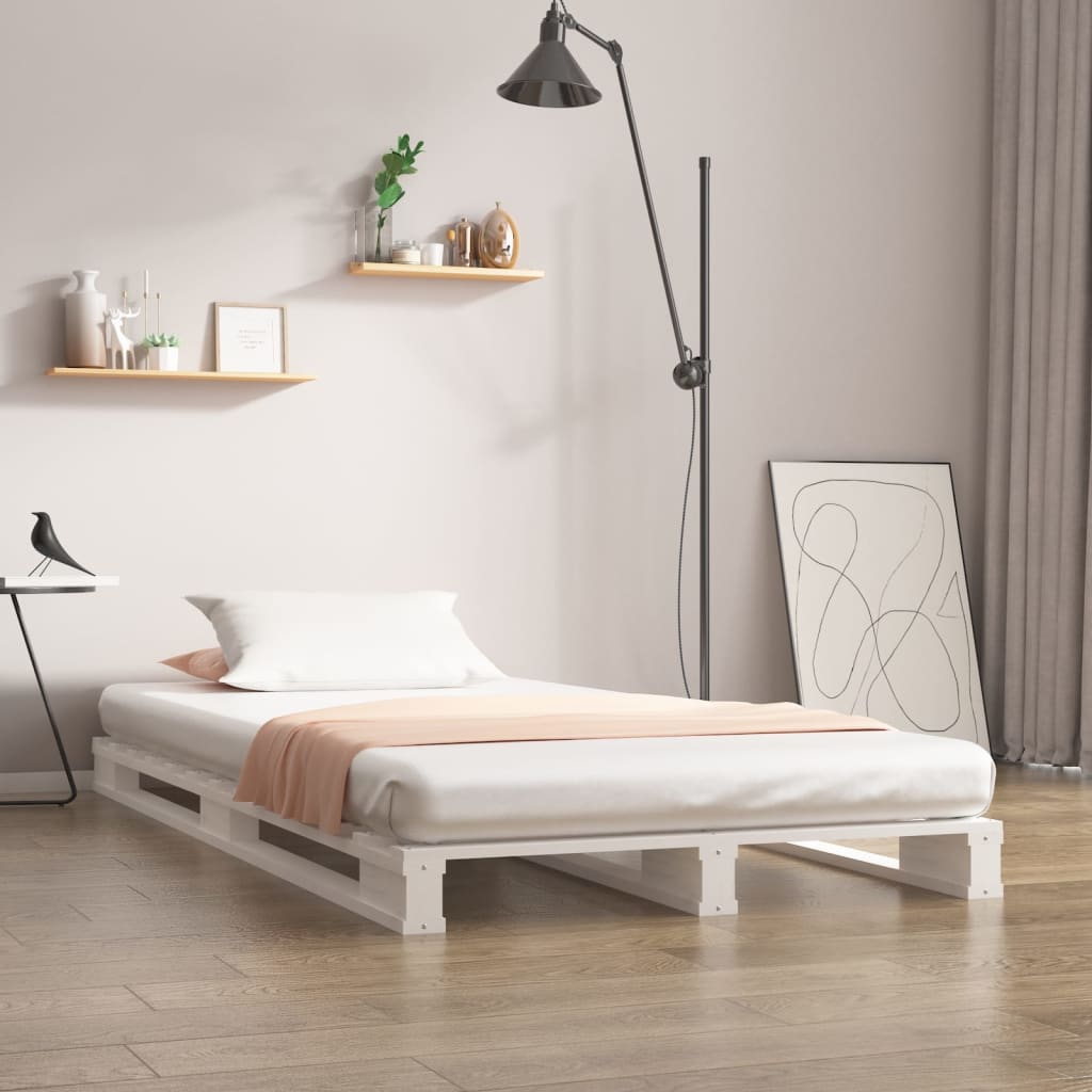 Cama de palets de madera maciza de pino 135x190 cm