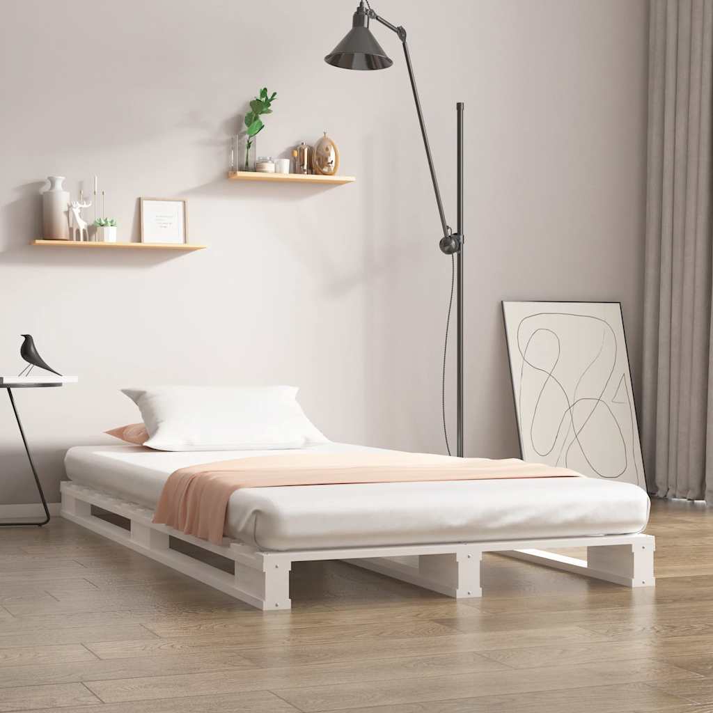 Cama de palets de madera maciza de pino 135x190 cm