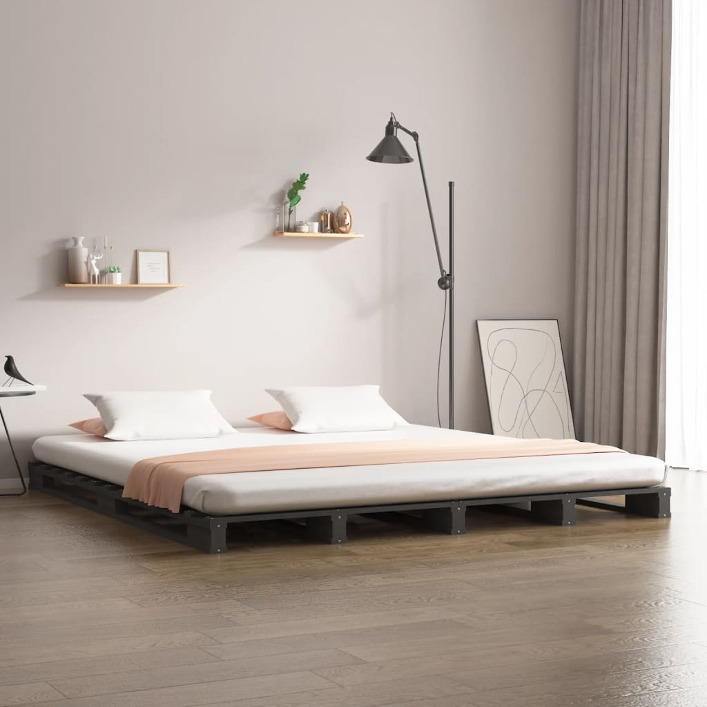 Cama de palets de madera maciza de pino 135x190 cm