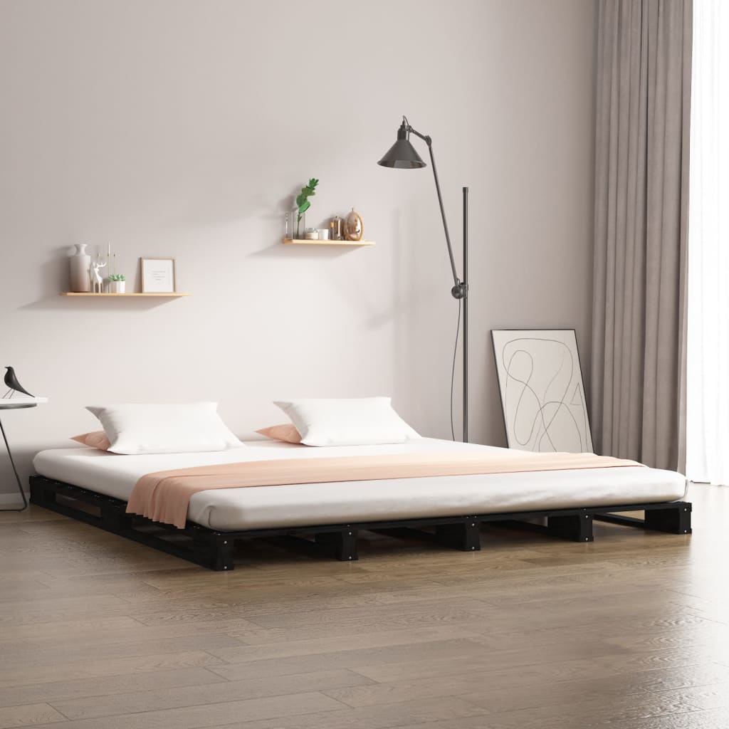 Cama de palets de madera maciza de pino 135x190 cm