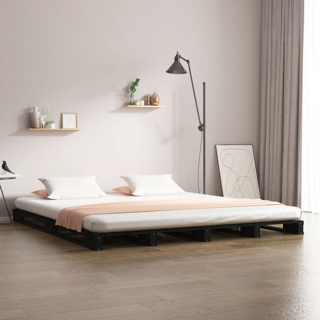 Cama de palets de madera maciza de pino 135x190 cm