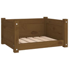 Cama para perros madera maciza pino marrón miel 55,5x45,5x28 cm