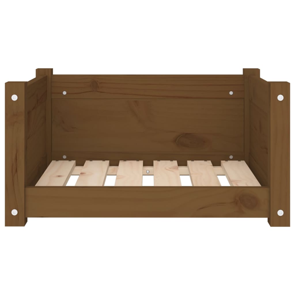 Cama para perros madera maciza pino marrón miel 55,5x45,5x28 cm