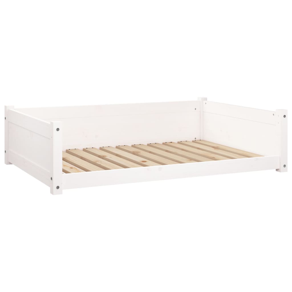 Cama para perros madera maciza de pino blanco 105,5x75,5x28 cm