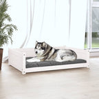 Cama para perros madera maciza de pino blanco 105,5x75,5x28 cm