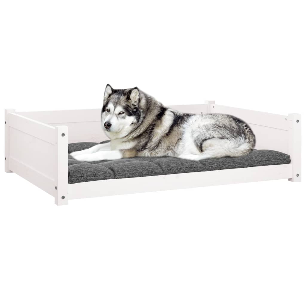Cama para perros madera maciza de pino blanco 105,5x75,5x28 cm