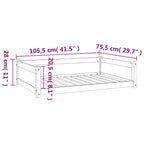 Cama para perros madera maciza de pino blanco 105,5x75,5x28 cm