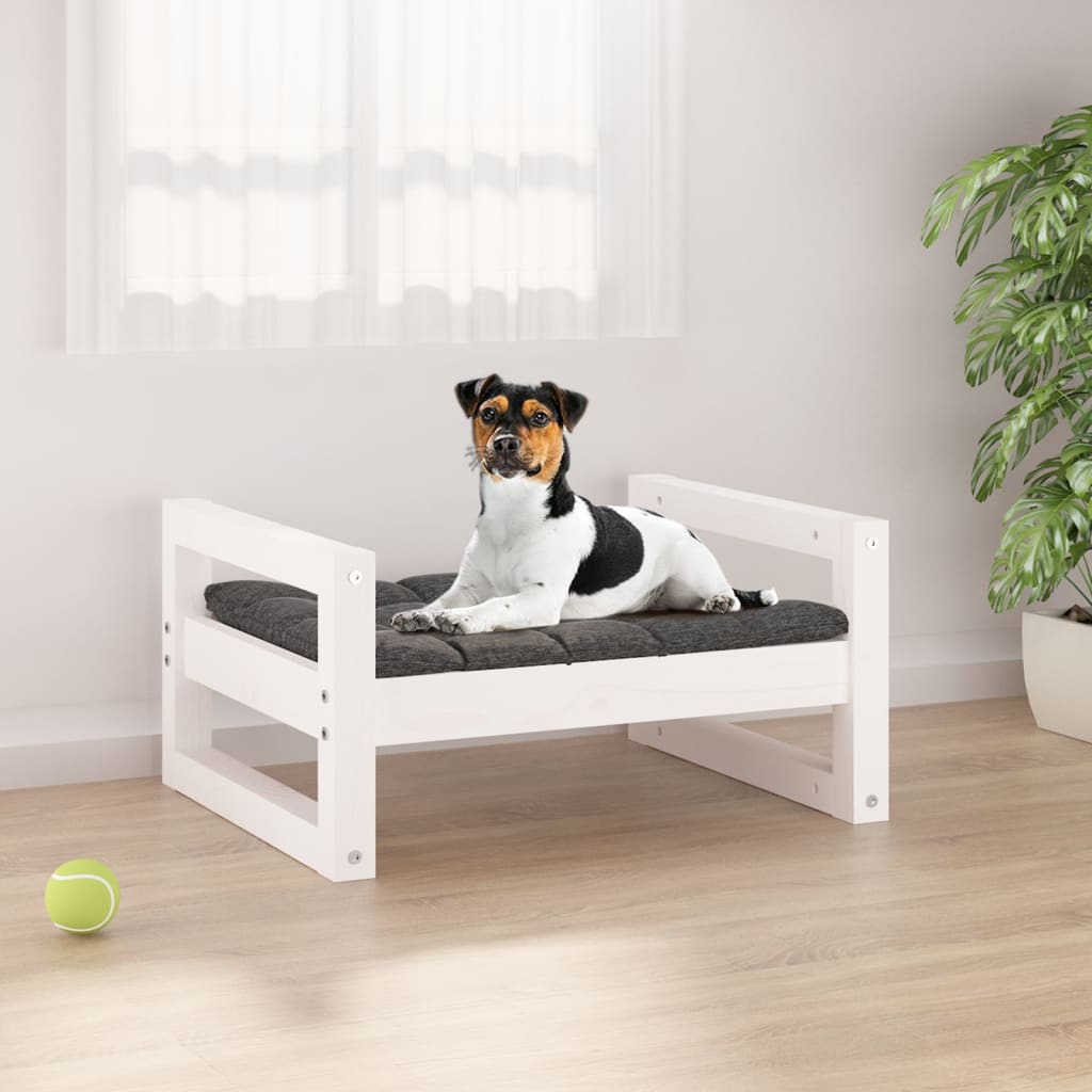 Cama para perros madera maciza de pino blanco 111x80x100 cm