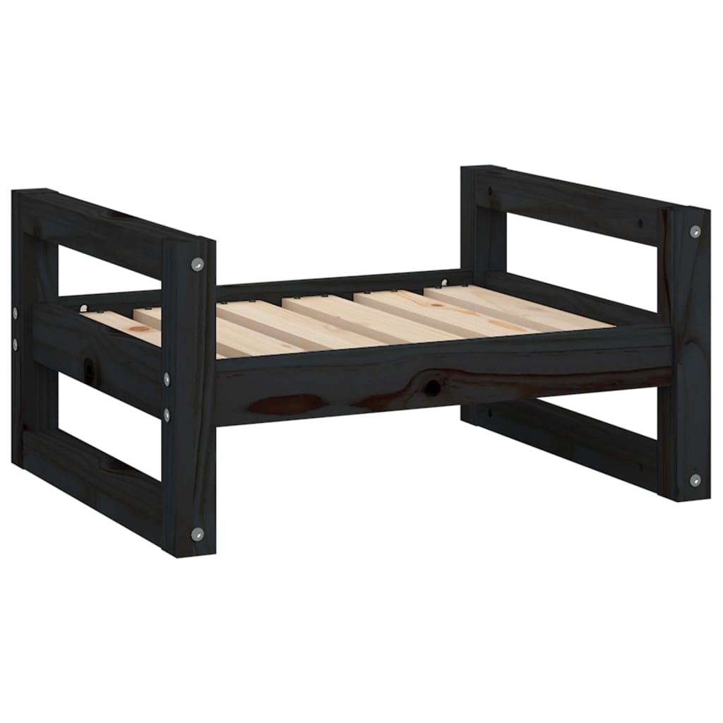 Cama para perros madera maciza de pino negro 55,5x45,5x28 cm