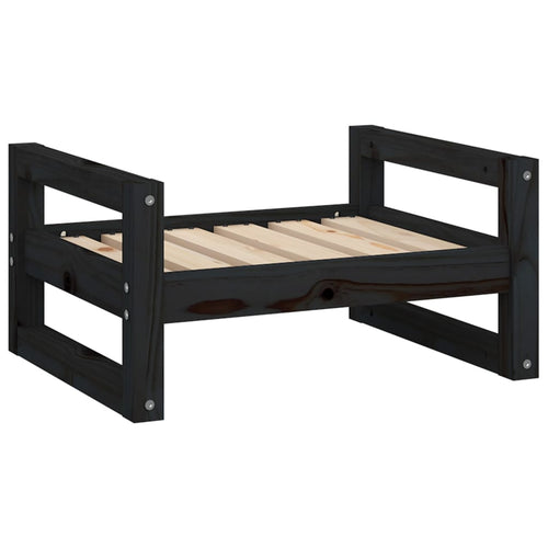 Cama para perros madera maciza de pino negro 55,5x45,5x28 cm