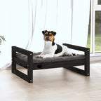 Cama para perros madera maciza de pino negro 55,5x45,5x28 cm