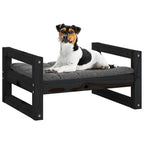 Cama para perros madera maciza de pino negro 55,5x45,5x28 cm
